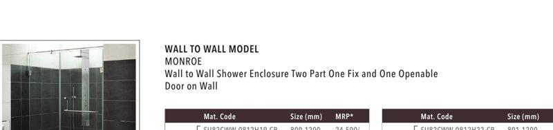Monroe Wall to Wall Shower Enclosure Two Part One Fix and One Openable Door on Wall (2200 MM)