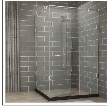 Corner Shower Enclosure With Two Fixed and Openable Door on Side Panel