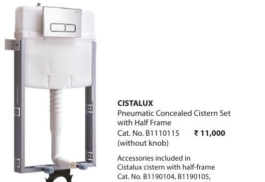 Pneumatic Concealed Cistern Set with Half Frame