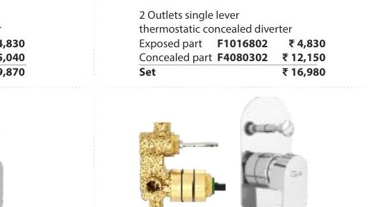 2 Outlets single lever thermostatic concealed diverter