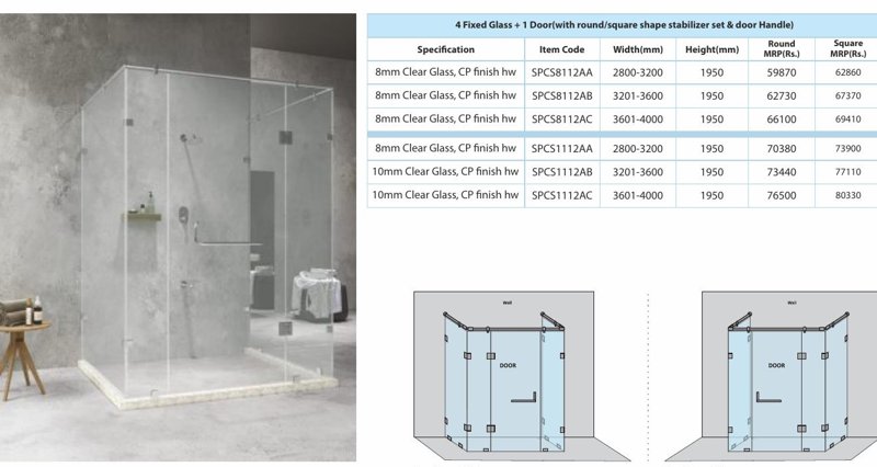 PODIUM-B - C SHAPE SHOWER PARTITION