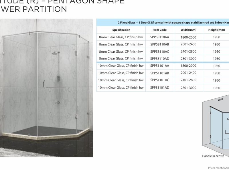 SOLITUDE (R) - PENTAGON SHAPE SHOWER PARTITION