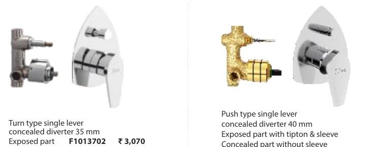 Turn type single lever concealed diverter 35 mm