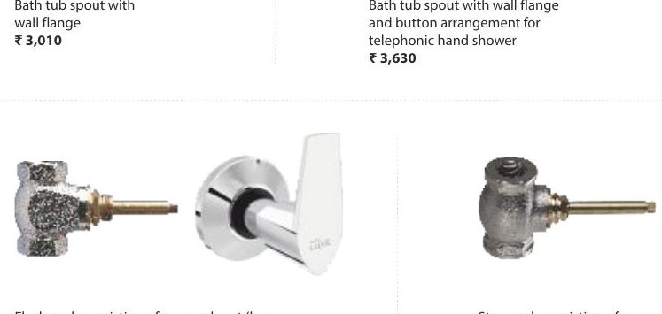 Flush cock consisting of exposed part (lever, cartridge sleeve, flange) and concealed part
