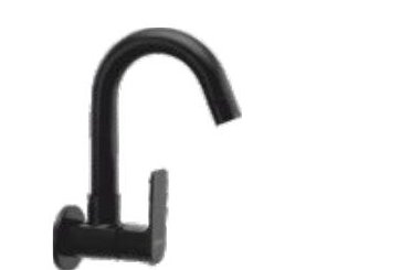 Sink cock (wall mounted) with 150 mm (6") long swivel spout and wall flange