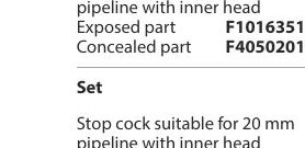 Stop cock suitable for 20 mm pipeline with inner head
