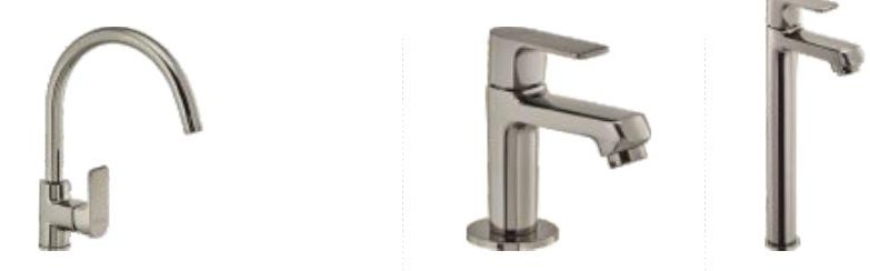 Single lever sink mixer (table mounted) with 235 mm (9") long swivel spout and 450 mm long braided connection pipe