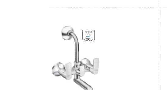Single lever sink mixer (wall mounted) with 235 mm (9") long swivel spout and 450 mm long braided connection pipe