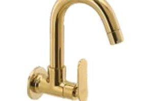 Sink cock (wall mounted) with swivel spout and wall flange