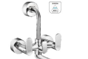 Wall mixer with bend pipe for overhead shower with built-in non return valve