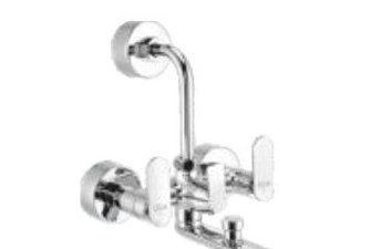 Wall mixer (3-in-1) with arrangement for both telephonic hand shower and overhead shower with bend pipe