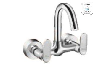 Sink mixer (wall mounted) with 150 mm (6") long swivel spout, connecting legs and wall flanges