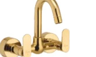 Sink mixer (wall mounted) with swivel spout, connecting legs and wall flanges