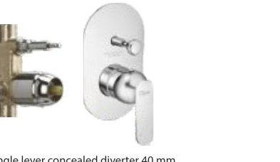 Single lever concealed diverter 40 mm Exposed part without tipton & sleeve Concealed part with sleeve