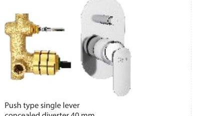 Push type single lever concealed diverter 40 mm Exposed part with tipton & sleeve Concealed part without sleeve