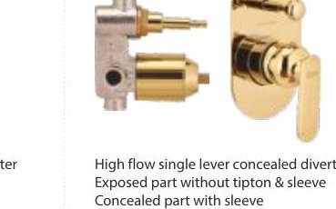 High flow single lever concealed diverter (Exposed part)