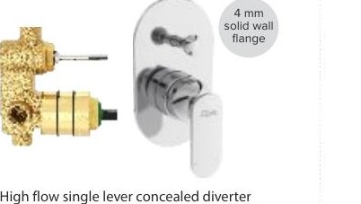 High flow single lever concealed diverter Exposed part with tipton & sleeve Concealed part without sleeve