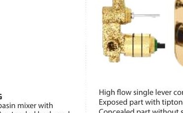 High flow single lever concealed diverter (Exposed part)