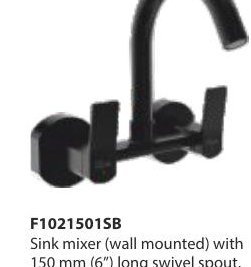 Sink mixer (wall mounted) with 150 mm (6") long swivel spout, connecting legs and wall flanges