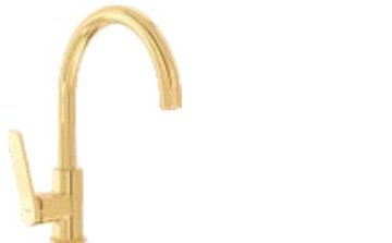 Single lever sink mixer (table mounted) with 235 mm (9") long swivel spout and 450 mm long braided connection pipe