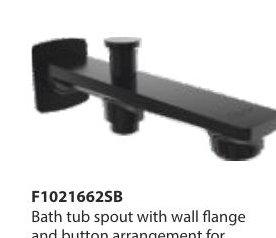 Bath tub spout with wall flange and button arrangement for telephonic shower