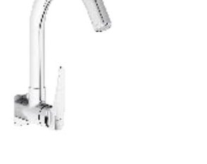Sink cock (wall mounted) with 150 mm (6") long swivel spout and wall flange