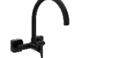 Single lever sink mixer (wall mounted) with 235 mm (9") long swivel spout and 450 mm long braided connection pipe