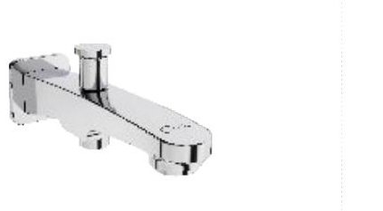 Bath tub spout with wall flange and button arrangement for telephonic shower