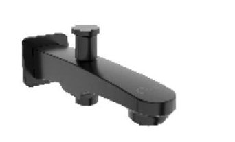 Bath tub spout with wall flange and button arrangement for telephonic shower