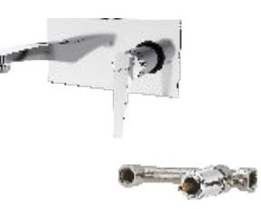 Wall mounted basin spout and operating lever