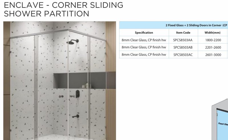 ENCLAVE - CORNER SLIDING SHOWER PARTITION