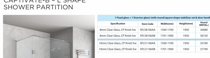 CAPTIVATE-A - L Shape Shower Partition