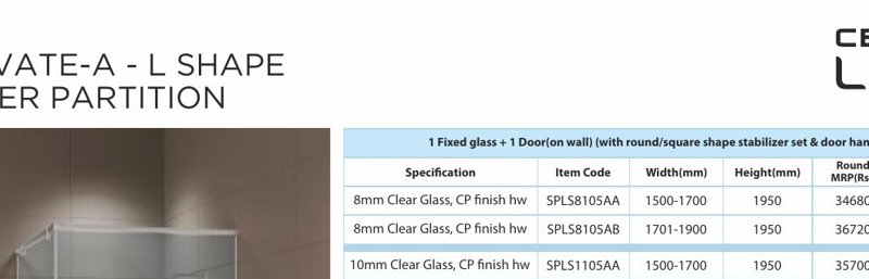 CAPTIVATE-G - L Shape Shower Partition