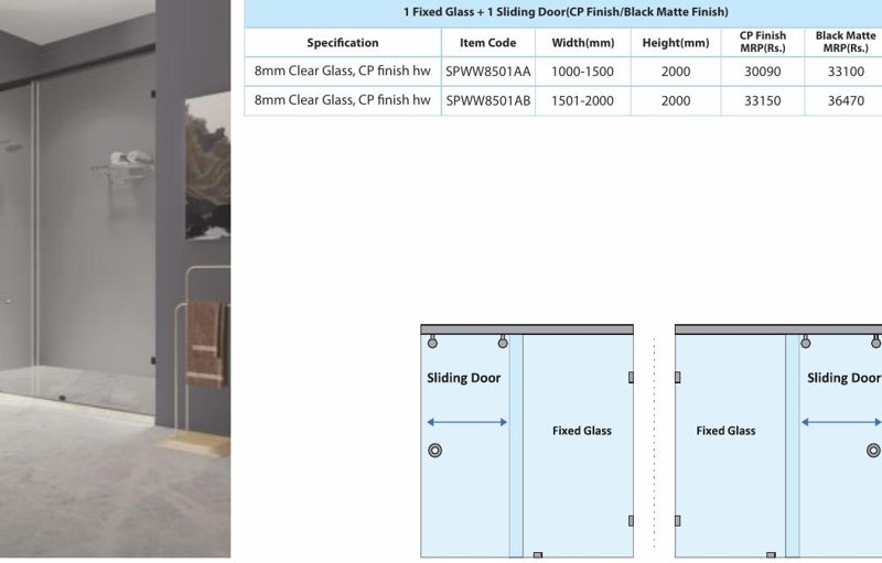 ELISA - WALL-TO-WALL SLIDING SHOWER PARTITION