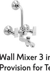 Wall Mixer 3 in 1 with Provision for Tel Shower and O/H Shower