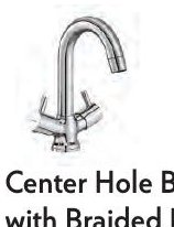 Center Hole Basin Mixer with Braided Hoses