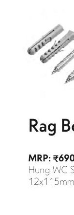 Rag Bolts for Wall